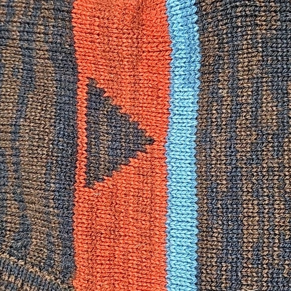 Vintage 70s JCPenny Rust & Brown V Neck Southwest Aztec Knit Pullover Sweater - Picture 10 of 16